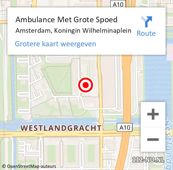 Locatie op kaart van de 112 melding: Ambulance Met Grote Spoed Naar Amsterdam, Koningin Wilhelminaplein op 15 november 2024 23:19