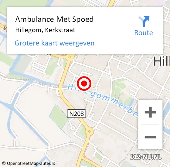 Locatie op kaart van de 112 melding: Ambulance Met Spoed Naar Hillegom, Kerkstraat op 15 november 2024 23:24