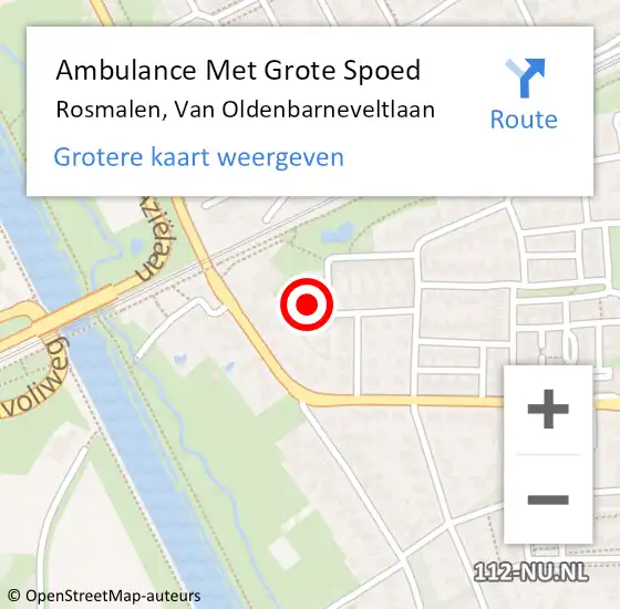 Locatie op kaart van de 112 melding: Ambulance Met Grote Spoed Naar Rosmalen, Van Oldenbarneveltlaan op 15 november 2024 23:37