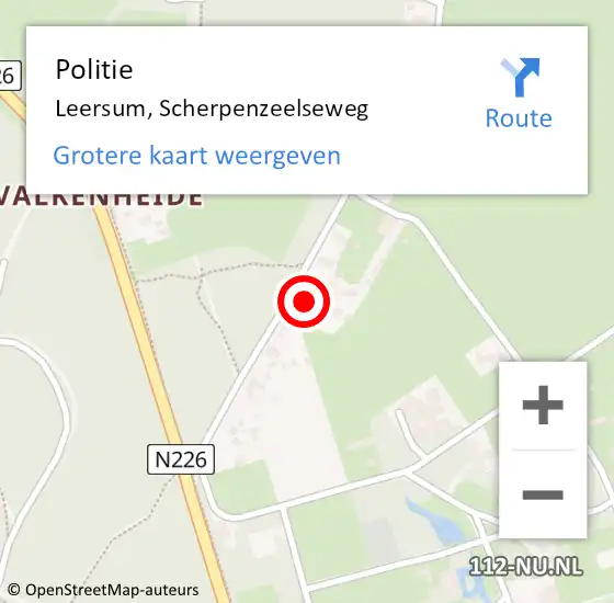 Locatie op kaart van de 112 melding: Politie Leersum, Scherpenzeelseweg op 15 november 2024 23:49