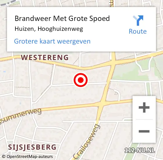 Locatie op kaart van de 112 melding: Brandweer Met Grote Spoed Naar Huizen, Hooghuizenweg op 15 november 2024 23:58