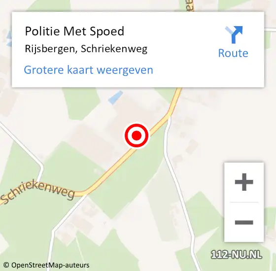 Locatie op kaart van de 112 melding: Politie Met Spoed Naar Rijsbergen, Schriekenweg op 16 november 2024 00:25