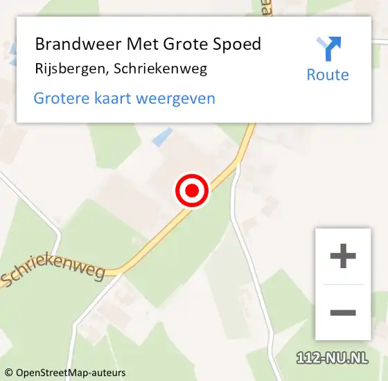 Locatie op kaart van de 112 melding: Brandweer Met Grote Spoed Naar Rijsbergen, Schriekenweg op 16 november 2024 00:29