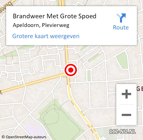 Locatie op kaart van de 112 melding: Brandweer Met Grote Spoed Naar Apeldoorn, Plevierweg op 16 november 2024 00:55