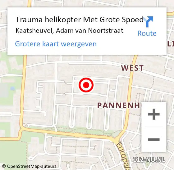 Locatie op kaart van de 112 melding: Trauma helikopter Met Grote Spoed Naar Kaatsheuvel, Adam van Noortstraat op 16 november 2024 01:12