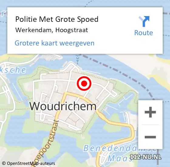 Locatie op kaart van de 112 melding: Politie Met Grote Spoed Naar Werkendam, Hoogstraat op 16 november 2024 01:28