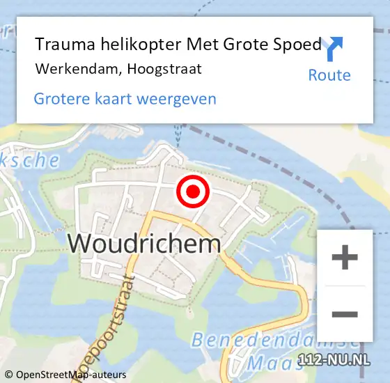 Locatie op kaart van de 112 melding: Trauma helikopter Met Grote Spoed Naar Werkendam, Hoogstraat op 16 november 2024 01:33