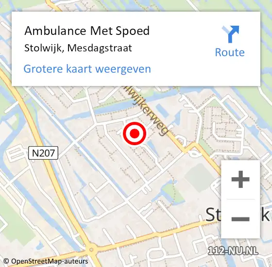 Locatie op kaart van de 112 melding: Ambulance Met Spoed Naar Stolwijk, Mesdagstraat op 27 oktober 2014 08:59