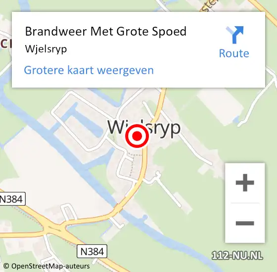 Locatie op kaart van de 112 melding: Brandweer Met Grote Spoed Naar Wjelsryp op 16 november 2024 01:49