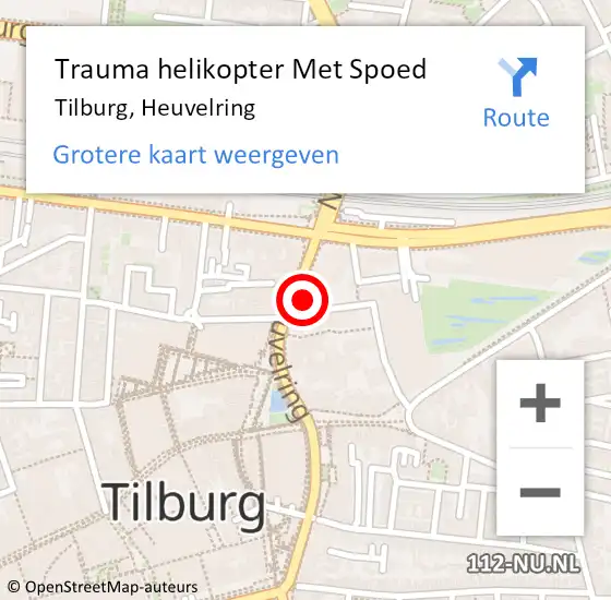 Locatie op kaart van de 112 melding: Trauma helikopter Met Spoed Naar Tilburg, Heuvelring op 16 november 2024 02:00