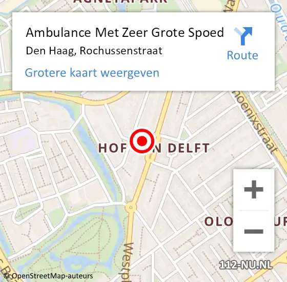 Locatie op kaart van de 112 melding: Ambulance Met Zeer Grote Spoed Naar Den Haag, Rochussenstraat op 16 november 2024 02:02