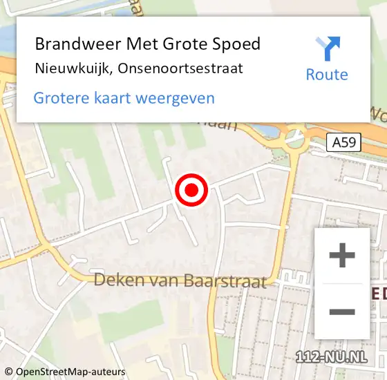 Locatie op kaart van de 112 melding: Brandweer Met Grote Spoed Naar Nieuwkuijk, Onsenoortsestraat op 16 november 2024 02:52