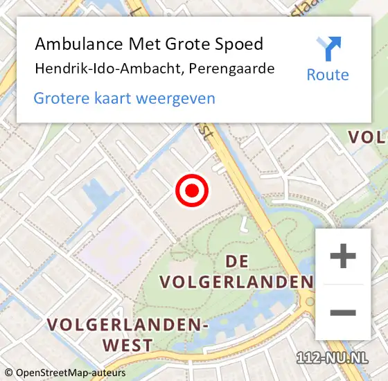 Locatie op kaart van de 112 melding: Ambulance Met Grote Spoed Naar Hendrik-Ido-Ambacht, Perengaarde op 16 november 2024 03:00