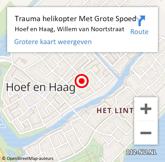 Locatie op kaart van de 112 melding: Trauma helikopter Met Grote Spoed Naar Hoef en Haag, Willem van Noortstraat op 16 november 2024 03:45