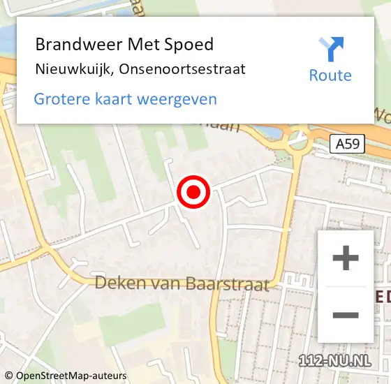 Locatie op kaart van de 112 melding: Brandweer Met Spoed Naar Nieuwkuijk, Onsenoortsestraat op 16 november 2024 03:56