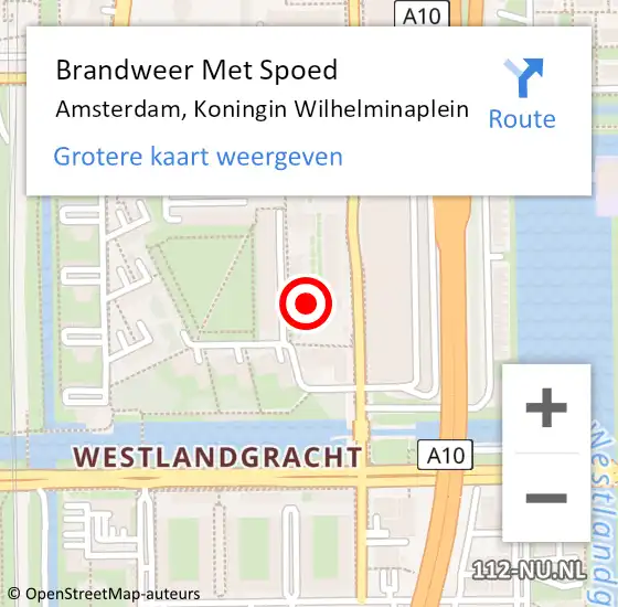 Locatie op kaart van de 112 melding: Brandweer Met Spoed Naar Amsterdam, Koningin Wilhelminaplein op 16 november 2024 05:01