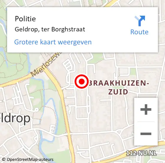 Locatie op kaart van de 112 melding: Politie Geldrop, ter Borghstraat op 16 november 2024 05:31