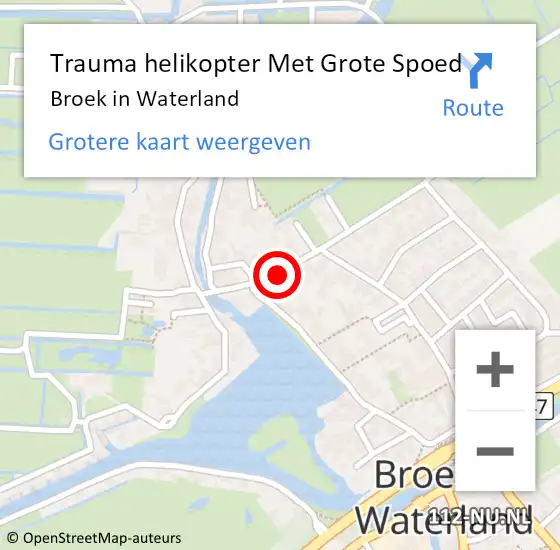 Locatie op kaart van de 112 melding: Trauma helikopter Met Grote Spoed Naar Broek in Waterland op 16 november 2024 05:53