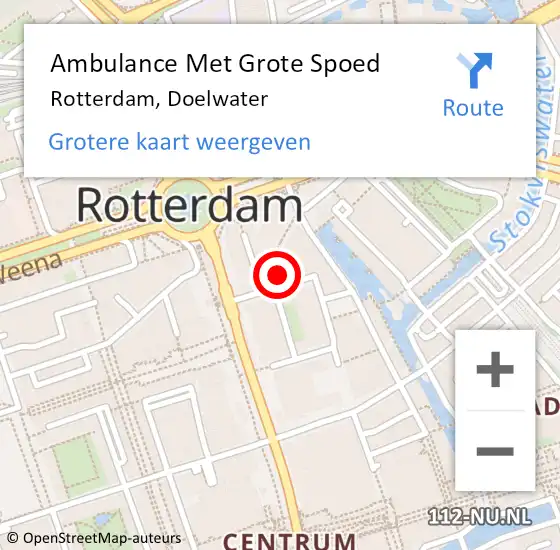 Locatie op kaart van de 112 melding: Ambulance Met Grote Spoed Naar Rotterdam, Doelwater op 16 november 2024 06:34