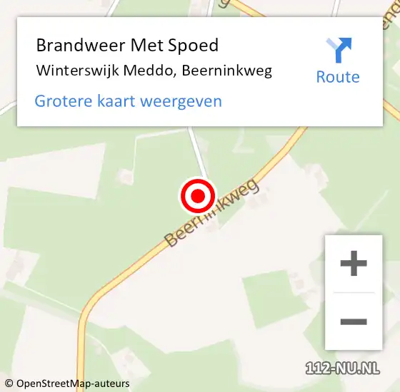 Locatie op kaart van de 112 melding: Brandweer Met Spoed Naar Winterswijk Meddo, Beerninkweg op 16 november 2024 07:17