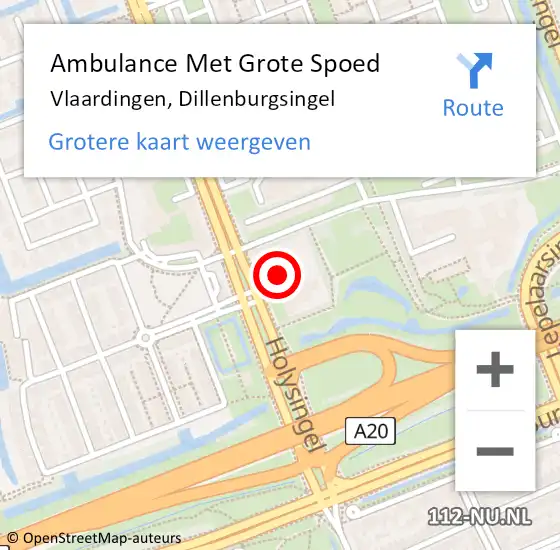 Locatie op kaart van de 112 melding: Ambulance Met Grote Spoed Naar Vlaardingen, Dillenburgsingel op 16 november 2024 07:18