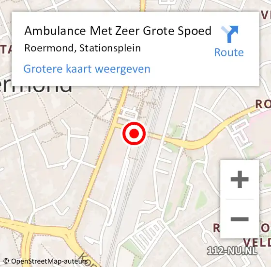 Locatie op kaart van de 112 melding: Ambulance Met Zeer Grote Spoed Naar Roermond, Stationsplein op 16 november 2024 08:16