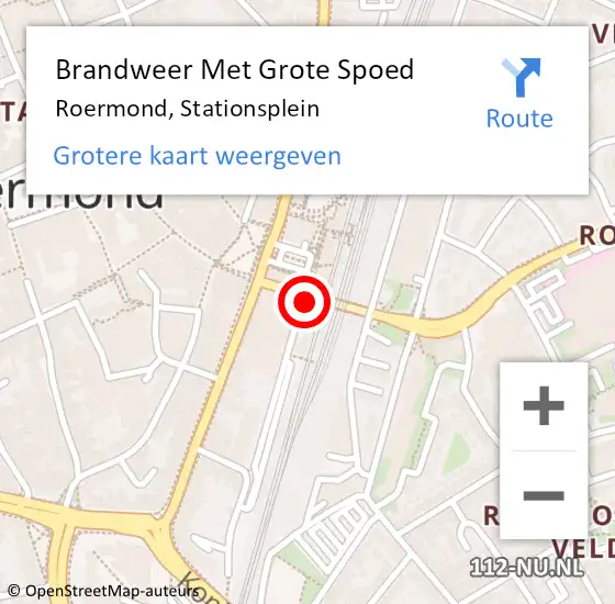 Locatie op kaart van de 112 melding: Brandweer Met Grote Spoed Naar Roermond, Stationsplein op 16 november 2024 08:16