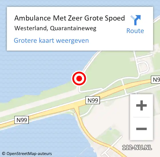 Locatie op kaart van de 112 melding: Ambulance Met Zeer Grote Spoed Naar Westerland, Quarantaineweg op 16 november 2024 08:42