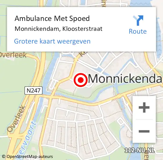 Locatie op kaart van de 112 melding: Ambulance Met Spoed Naar Monnickendam, Kloosterstraat op 16 november 2024 08:43