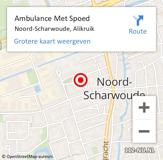 Locatie op kaart van de 112 melding: Ambulance Met Spoed Naar Noord-Scharwoude, Alikruik op 16 november 2024 09:18