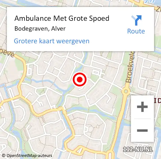 Locatie op kaart van de 112 melding: Ambulance Met Grote Spoed Naar Bodegraven, Alver op 16 november 2024 09:24