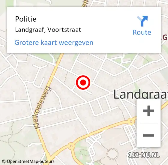 Locatie op kaart van de 112 melding: Politie Landgraaf, Voortstraat op 16 november 2024 09:40