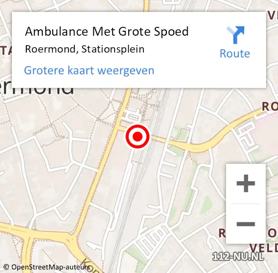 Locatie op kaart van de 112 melding: Ambulance Met Grote Spoed Naar Roermond, Stationsplein op 16 november 2024 09:55