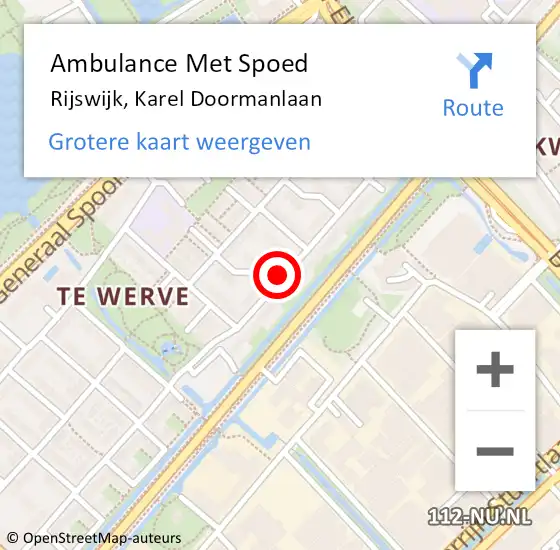 Locatie op kaart van de 112 melding: Ambulance Met Spoed Naar Rijswijk, Karel Doormanlaan op 16 november 2024 10:23