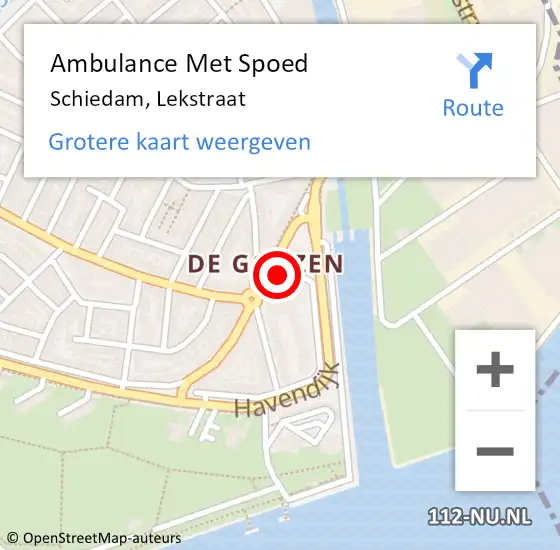 Locatie op kaart van de 112 melding: Ambulance Met Spoed Naar Schiedam, Lekstraat op 16 november 2024 10:26