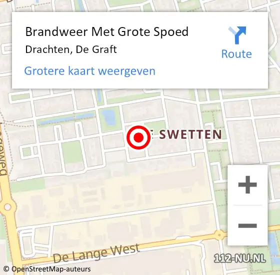 Locatie op kaart van de 112 melding: Brandweer Met Grote Spoed Naar Drachten, De Graft op 16 november 2024 10:39