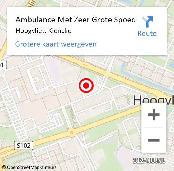 Locatie op kaart van de 112 melding: Ambulance Met Zeer Grote Spoed Naar Hoogvliet, Klencke op 16 november 2024 10:41