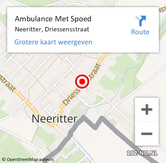 Locatie op kaart van de 112 melding: Ambulance Met Spoed Naar Neeritter, Driessensstraat op 16 november 2024 10:54