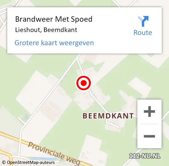 Locatie op kaart van de 112 melding: Brandweer Met Spoed Naar Lieshout, Beemdkant op 16 november 2024 11:16