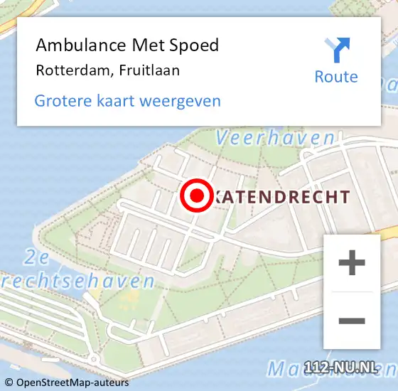 Locatie op kaart van de 112 melding: Ambulance Met Spoed Naar Rotterdam, Fruitlaan op 16 november 2024 11:23