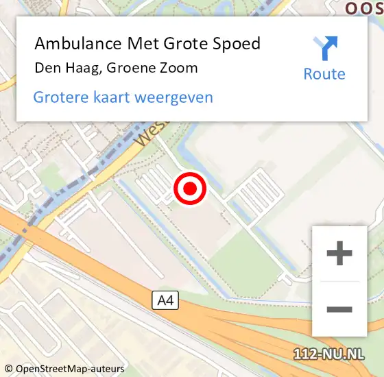 Locatie op kaart van de 112 melding: Ambulance Met Grote Spoed Naar Den Haag, Groene Zoom op 16 november 2024 11:30