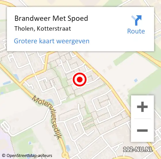 Locatie op kaart van de 112 melding: Brandweer Met Spoed Naar Tholen, Kotterstraat op 16 november 2024 11:32