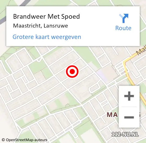 Locatie op kaart van de 112 melding: Brandweer Met Spoed Naar Maastricht, Lansruwe op 16 november 2024 11:42