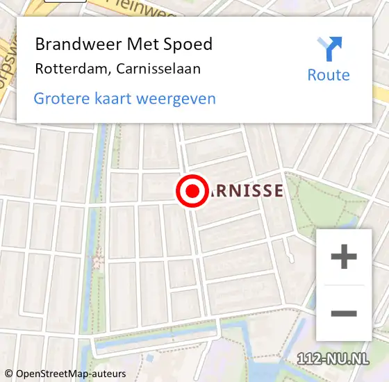 Locatie op kaart van de 112 melding: Brandweer Met Spoed Naar Rotterdam, Carnisselaan op 16 november 2024 12:01