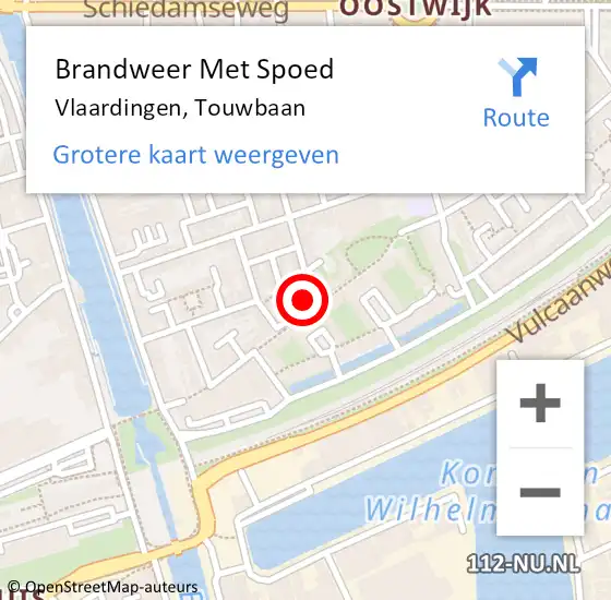 Locatie op kaart van de 112 melding: Brandweer Met Spoed Naar Vlaardingen, Touwbaan op 16 november 2024 12:12