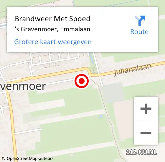 Locatie op kaart van de 112 melding: Brandweer Met Spoed Naar 's Gravenmoer, Emmalaan op 27 oktober 2014 09:31