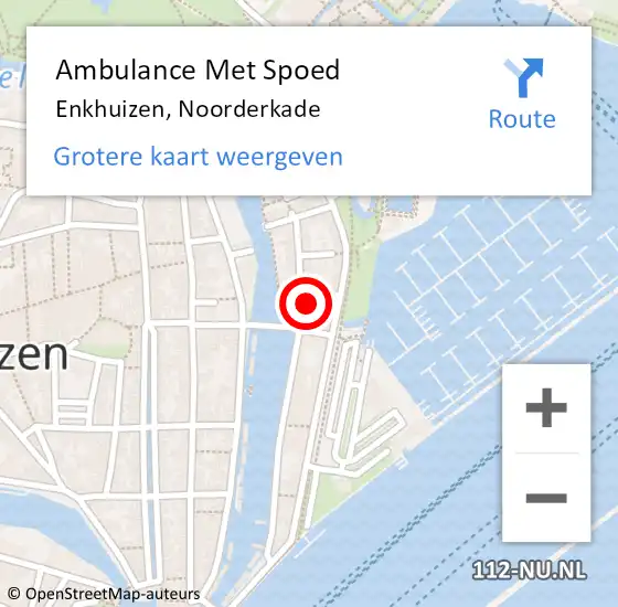 Locatie op kaart van de 112 melding: Ambulance Met Spoed Naar Enkhuizen, Noorderkade op 16 november 2024 12:43