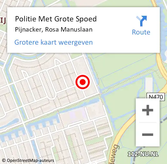 Locatie op kaart van de 112 melding: Politie Met Grote Spoed Naar Pijnacker, Rosa Manuslaan op 16 november 2024 12:45