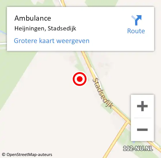 Locatie op kaart van de 112 melding: Ambulance Heijningen, Stadsedijk op 27 oktober 2014 09:33