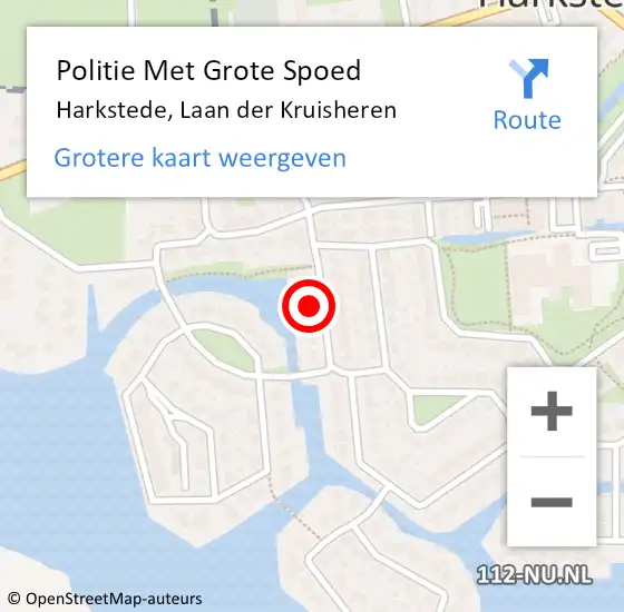 Locatie op kaart van de 112 melding: Politie Met Grote Spoed Naar Harkstede, Laan der Kruisheren op 16 november 2024 12:56